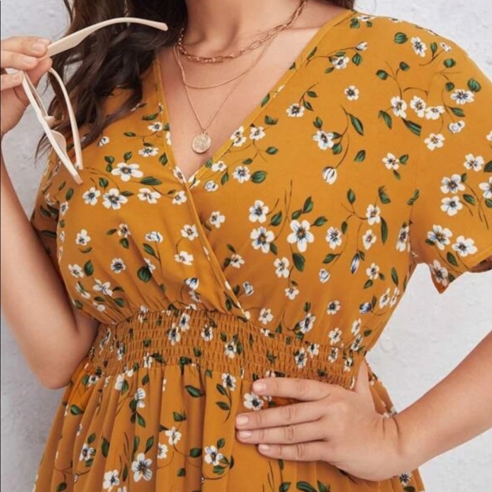 Boho Plus Size Floral Print A Line Dress - Picture 9 of 14